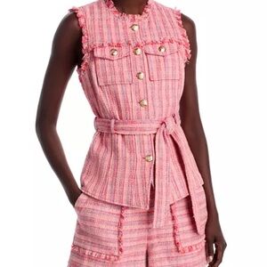 Pink Tweed Sleeveless Jumpsuit